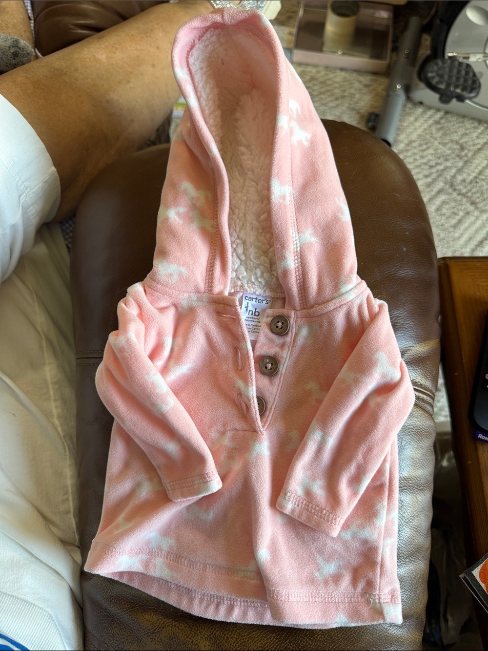Carter's Pink Hooded Sherpa-Lined Baby Tunic with Buttons
